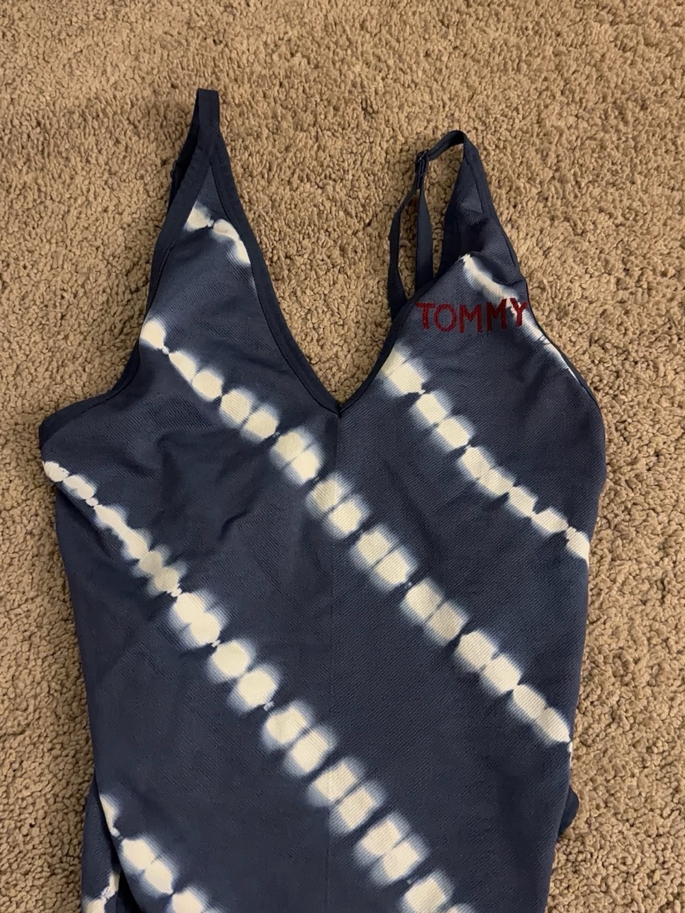 Tommy Hilfiger Navy and White Tie-Dye V-Neck Cami